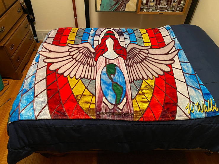 Angel of Healing Throw Blanket - Red Theme