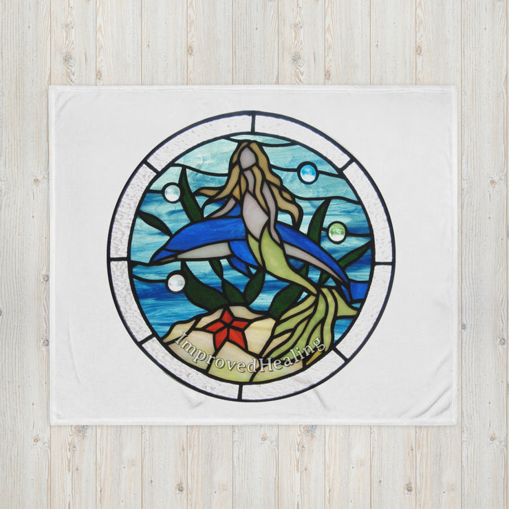 Mermaid and Dolphin Throw Blanket